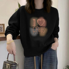 批发A1107#【加绒款+3元】圆领套头短款卫衣<b class='q'>女</b>秋冬上衣宽松显瘦小个子