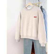 批发A1112#【加绒款+3元】圆领套头短款卫衣<b class='q'>女</b>秋冬上衣宽松显瘦小个子