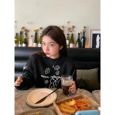 批发A1116#【加绒款+3元】圆领套头短款卫衣<b class='q'>女</b>秋冬上衣宽松显瘦小个子