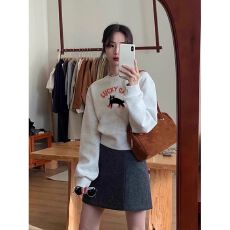 批发A1126#【加绒款+3元】圆领套头短款卫衣<b class='q'>女</b>秋冬上衣宽松显瘦小个子