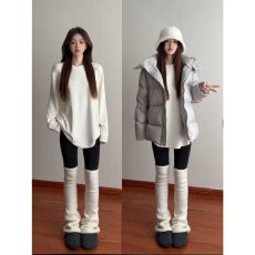 批发<b class='q'>白色</b>德绒中长款长袖t恤女秋冬宽松韩系慵懒风遮屁股<b class='q'>打底衫</b>上衣