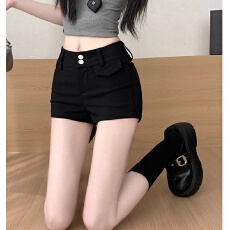 批发卡其色高级感丰胯牛仔短裤女春<b class='q'>夏</b>季高腰修身包臀热裤子