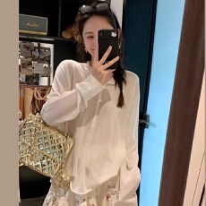 批发灰色冰丝面膜长袖t恤女夏季轻薄天丝半开领慵懒防晒罩衫外搭上衣