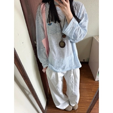 批发韩系<b class='q'>条纹</b>长袖<b class='q'>t</b><b class='q'>恤</b>女2025早秋新款刺绣宽松慵懒薄款防晒罩衫上衣服