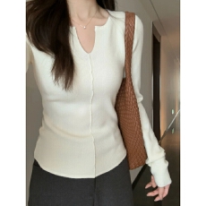 批发纯欲紫色v领针织打底衫女早春秋冬毛衣内搭<b class='q'>修身</b>洋气绝美小上衣