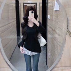 批发韩系氛围感小香风针织打底衫女蕾丝吊带新款巨好看早秋穿搭两件套