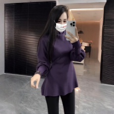批发韩系慵懒风半高领毛衣女<b class='q'>秋</b>冬加厚可外穿大码胖mm收腰打底针织上衣