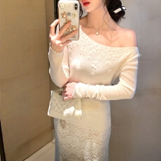 批发立体花朵钉珠长袖针织毛衣女春季新款修身显瘦时尚洋气打底衫上衣