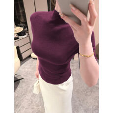 批发2026春秋新品亲肤半高领五分袖打底衫女紧身薄款针织中袖气质上衣