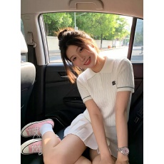 批发韩系麻花学院风POLO翻领短袖<b class='q'>针织衫</b>女夏季2026新款设计感小众上衣
