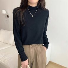 批发2026秋季韩版半高领针织毛衣女宽松基础款内搭上衣简约<b class='q'>百搭</b>打底衫