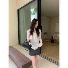 批发老钱风气质白色防晒长袖面膜t恤女秋季宽松冰丝针织空调<b class='q'>罩衫</b>上衣