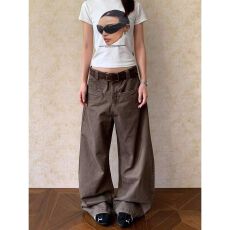 日系潮流时尚洗水做旧立体裁剪弯刀牛仔裤原宿百搭文艺新款气质