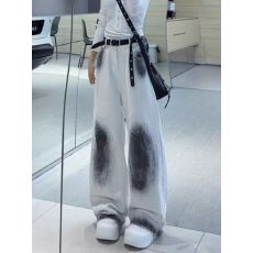 批发泼墨高腰直筒牛仔<b class='q'>裤</b>女秋季新款宽松显瘦长<b class='q'>裤</b>垂坠感拖地休闲阔腿<b class='q'>裤</b>
