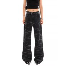 批发新款美式深海纹直筒牛仔<b class='q'>裤</b>女高腰宽松显瘦阔腿<b class='q'>裤</b>子百搭潮