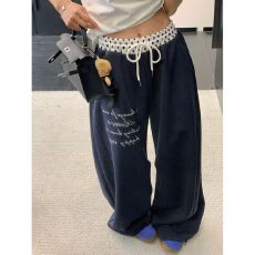 批发【立体包边】美式字母印花直筒运动休闲裤松弛感高腰<b class='q'>百搭</b>阔腿卫裤