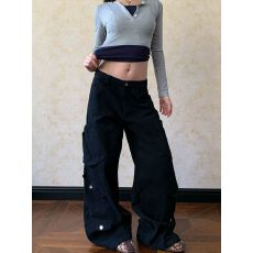 批发时尚高街美式复古多口袋设计感伐木工装裤潮牌百搭宽松弯刀<b class='q'>休闲</b>裤