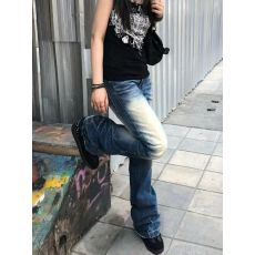 批发美式春秋复古休闲水洗猫须牛仔裤<b class='q'>男</b>女cleanfit街头宽松直筒长<b class='q'>裤子</b>