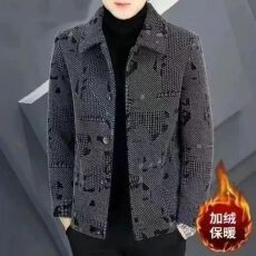 批发男士冬季外套加绒加厚呢子夹克秋冬新款保暖衣服男装短款毛呢大衣
