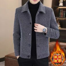 批发秋冬季外套男士夹克潮流金貂绒呢子男装冬装高端休闲短款毛呢大衣