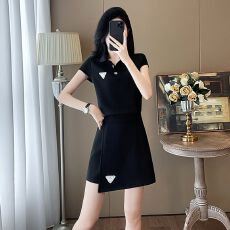 批发现货2026夏新款韩版时尚休闲套装短袖polo领<b class='q'>显瘦</b>短裙两件套潮#920