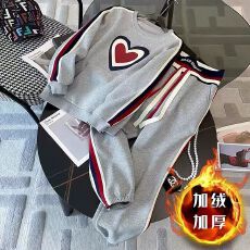 批发现货时尚加绒加厚<b class='q'>运动</b>服套装女秋冬新款洋气卫衣卫裤两件套潮#821