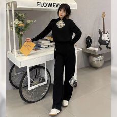 批发现货高级感休闲运动套装女洋气减龄新中式国风阔腿裤两件套潮#932