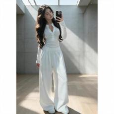 批发现货时尚气质一整套穿搭女2026秋季<b class='q'>新款</b>长袖上衣阔腿<b class='q'>裤</b><b class='q'>两件套</b>#957