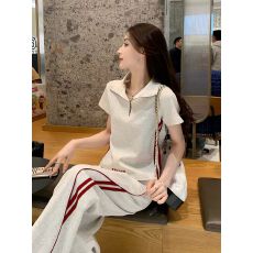 批发运动休闲短袖阔腿裤两件套女