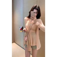 批发纯欲套装女<b class='q'>夏季</b>慵懒宽松粉色长袖开衫外穿抹胸T恤上衣两件套