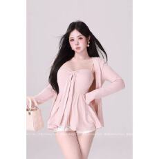 批发纯欲辣妹粉色开衫抹胸套装女<b class='q'>夏季</b>薄款外搭防晒内搭吊带上衣两件套