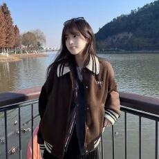 批发2025秋季新款字母设计感翻领夹克上衣韩版宽松<b class='q'>百搭</b>休闲棒球服外套