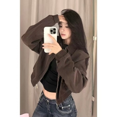 批发2025新款甜酷辣妹短款翻领外套女春秋款设计感气质美拉德垫肩夹克