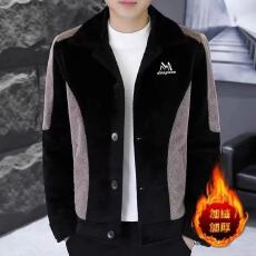批发拼色外套男立领韩版潮流痞帅男士夹克<b class='q'>冬</b>季时尚撞色加绒加厚外套