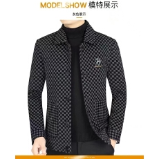 轻便夹克男外套高档气质外套新款翻领休闲夹克秋冬商务上衣加绒