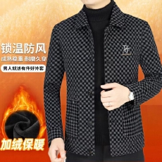 批发高档毛呢外套男2025新款翻领休闲夹克秋<b class='q'>冬</b>商务呢子上衣加绒加厚潮