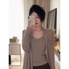 批发韩系气质不规则开衫外套女秋高级感慵懒风宽松显瘦上衣背心套装