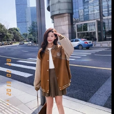 批发美式加厚夹棉棒球服外套女2025秋冬新款<b class='q'>宽松</b>学生休闲百搭夹克上衣