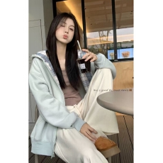 批发连帽卫衣外套女秋冬2025新款爆款加绒加厚拉链休闲开衫<b class='q'>上衣</b>