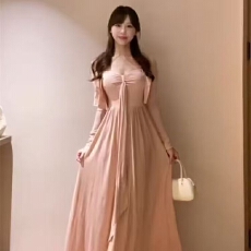 批发2025新款法式纯欲风<b class='q'>粉色</b>吊带<b class='q'>连衣裙</b>子女秋冬季开衫穿搭配长裙套装