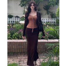 批发纯欲风蕾丝拼接<b class='q'>波点</b>辣妹吊带背心长袖开衫女秋季套装半身裙三件套