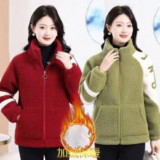 批发<b class='q'>妈妈</b>装2026秋冬新款羊羔绒外套中年女颗粒绒上衣加绒加厚保暖<b class='q'>棉衣</b>