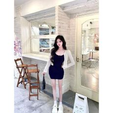 批发套装女2026夏季慵懒风收腰辣妹吊带背心<b class='q'>连衣裙</b>包臀短裙子开衫