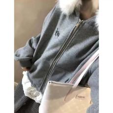 批发美式高级感毛领连帽卫衣外套女秋冬加绒加厚宽松设计感chic开衫潮
