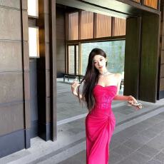 批发2026新款法式气质高级感抹胸蕾丝别致绝美拼接长款辣妹连衣裙女<b class='q'>夏</b>