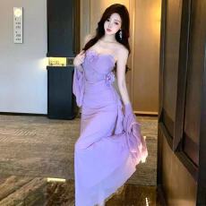 批发度假风气质套装女2026夏新款时尚<b class='q'>防晒</b>开衫性感辣妹网纱吊带连衣裙