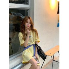 批发宽松<b class='q'>中长款</b>下衣失踪甜酷风字母短袖T恤