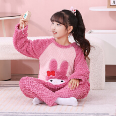 爱丽#冬季儿童睡衣珊瑚绒秋冬法兰绒中大童女孩女童卡通家居服