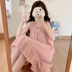 批发爱丽#爆款带胸垫<b class='q'>睡衣</b>女夏季泡泡棉吊带少女甜美<b class='q'>可爱</b>可外穿睡裙