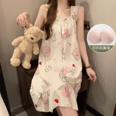 批发爱丽#爆款带胸垫<b class='q'>睡衣</b>女夏季泡泡棉吊带少女甜美<b class='q'>可爱</b>可外穿睡裙